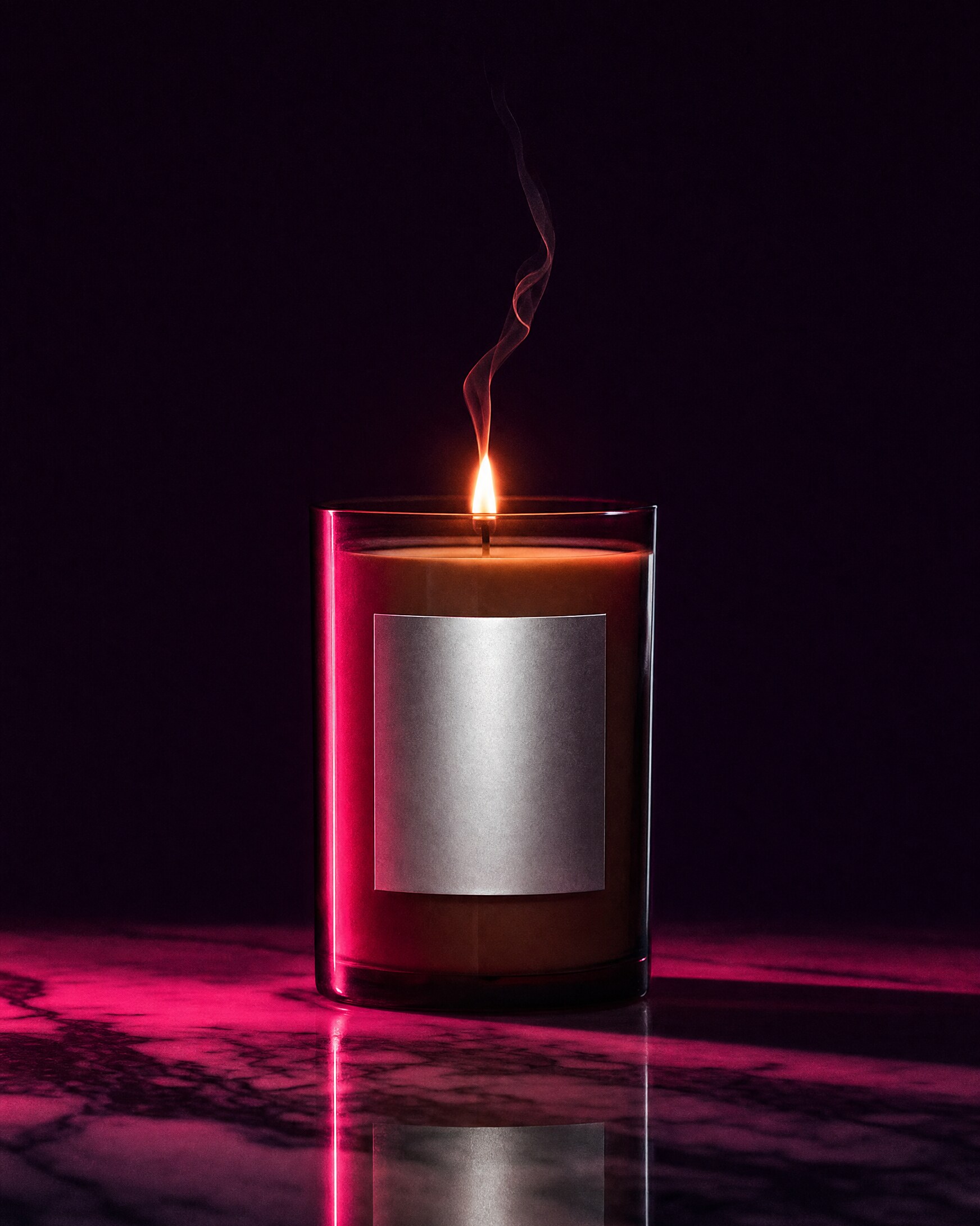 coffee-glass candle lit on polished hotel marble